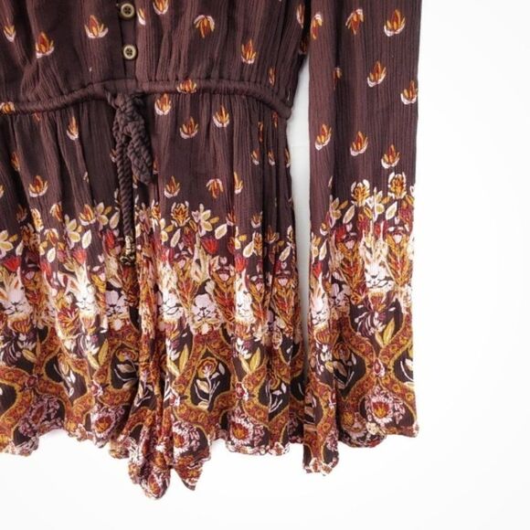 Urban Outfitters Helena Romper Size XS Brown Orange Boho - Picture 4 of 6